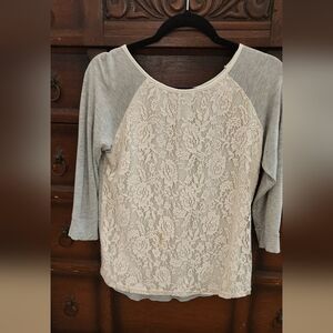 Market & Spruce Cream Lace Top